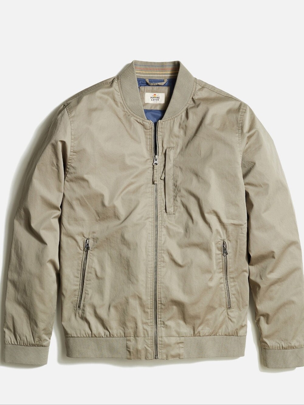 Marine Layer Rossland Wax Canvas Bomber Jacket - Vetiver Green - Size Medium